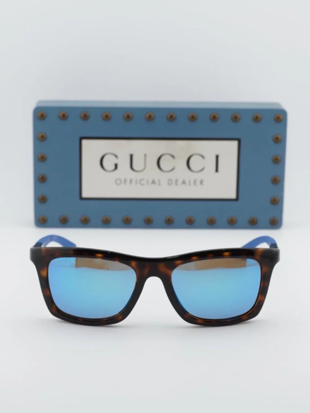 Gucci GG1735S 003 Rectangle Sunglasses - Havana / Blue